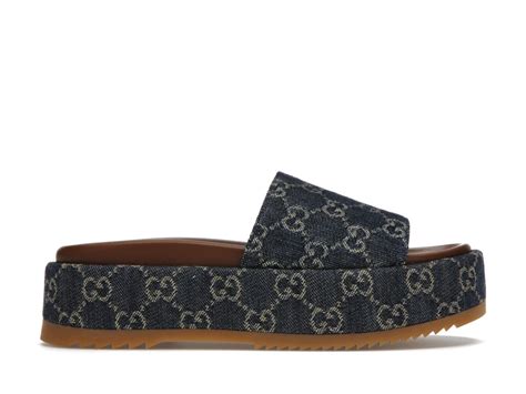 gucci angelina platform 55 mm sandal jacquard denim|Gucci angelina slide sandals.